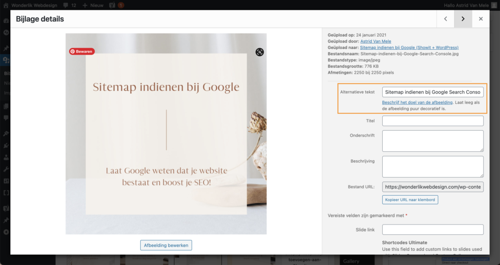 Alt-tekst toevoegen aan afbeeldingen in WordPress