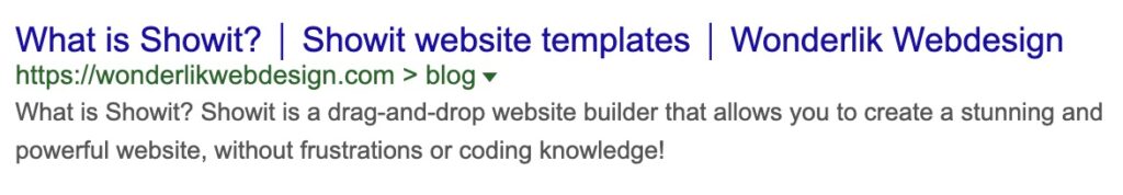 Snippet of Google search engine results