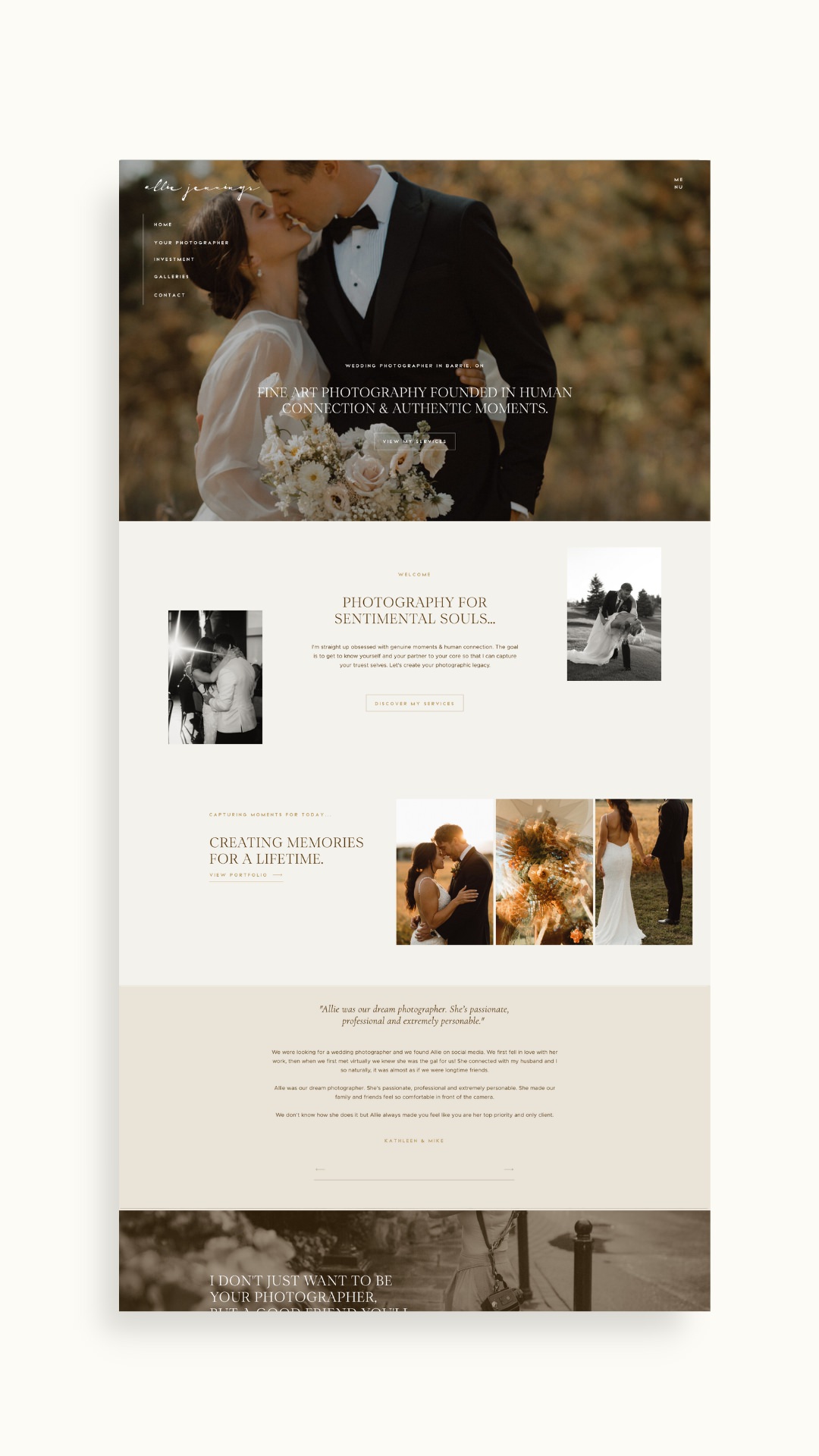 Showit website Allie Jennings Photography