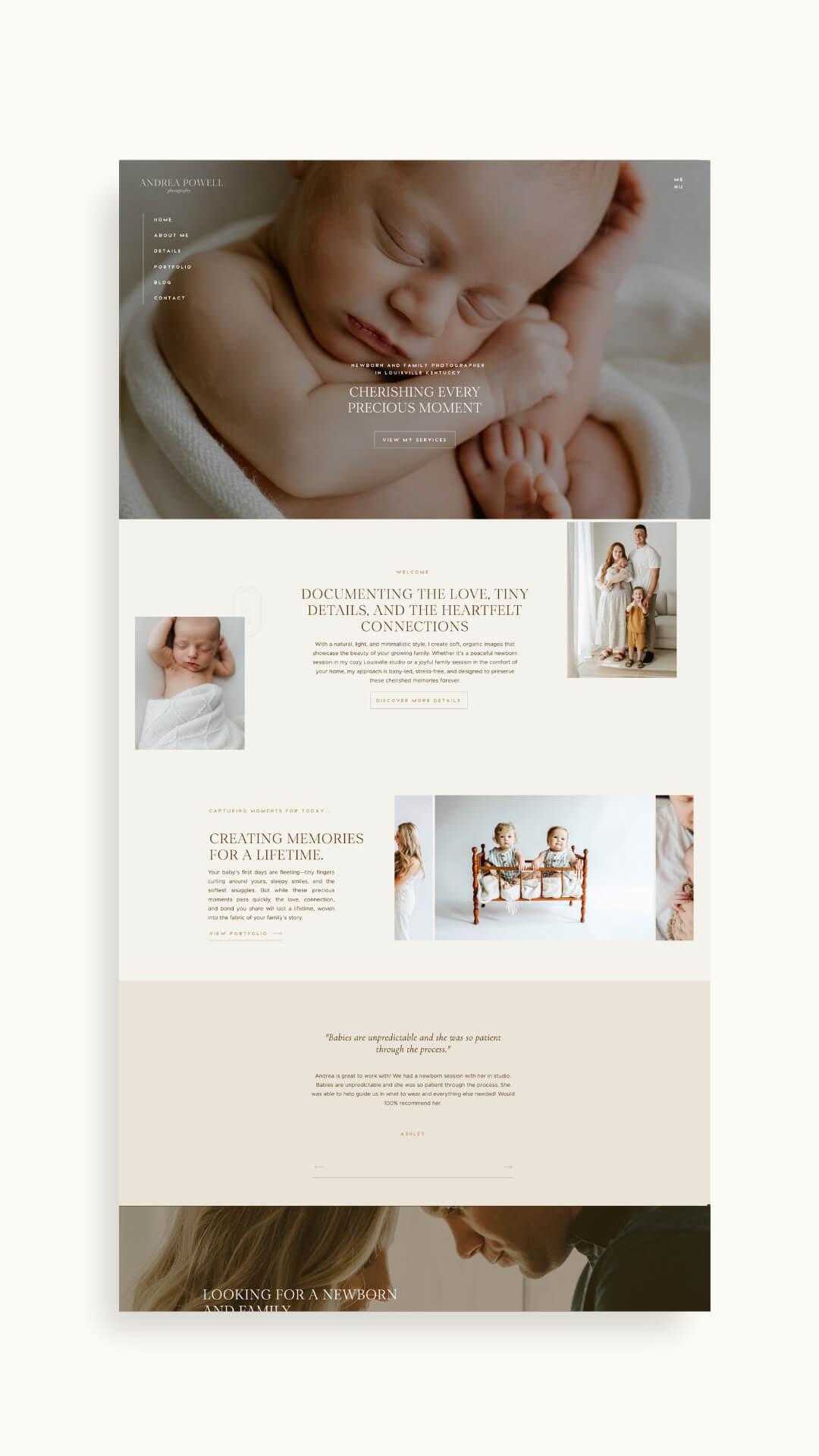 Showit website Andrea Powell Photography