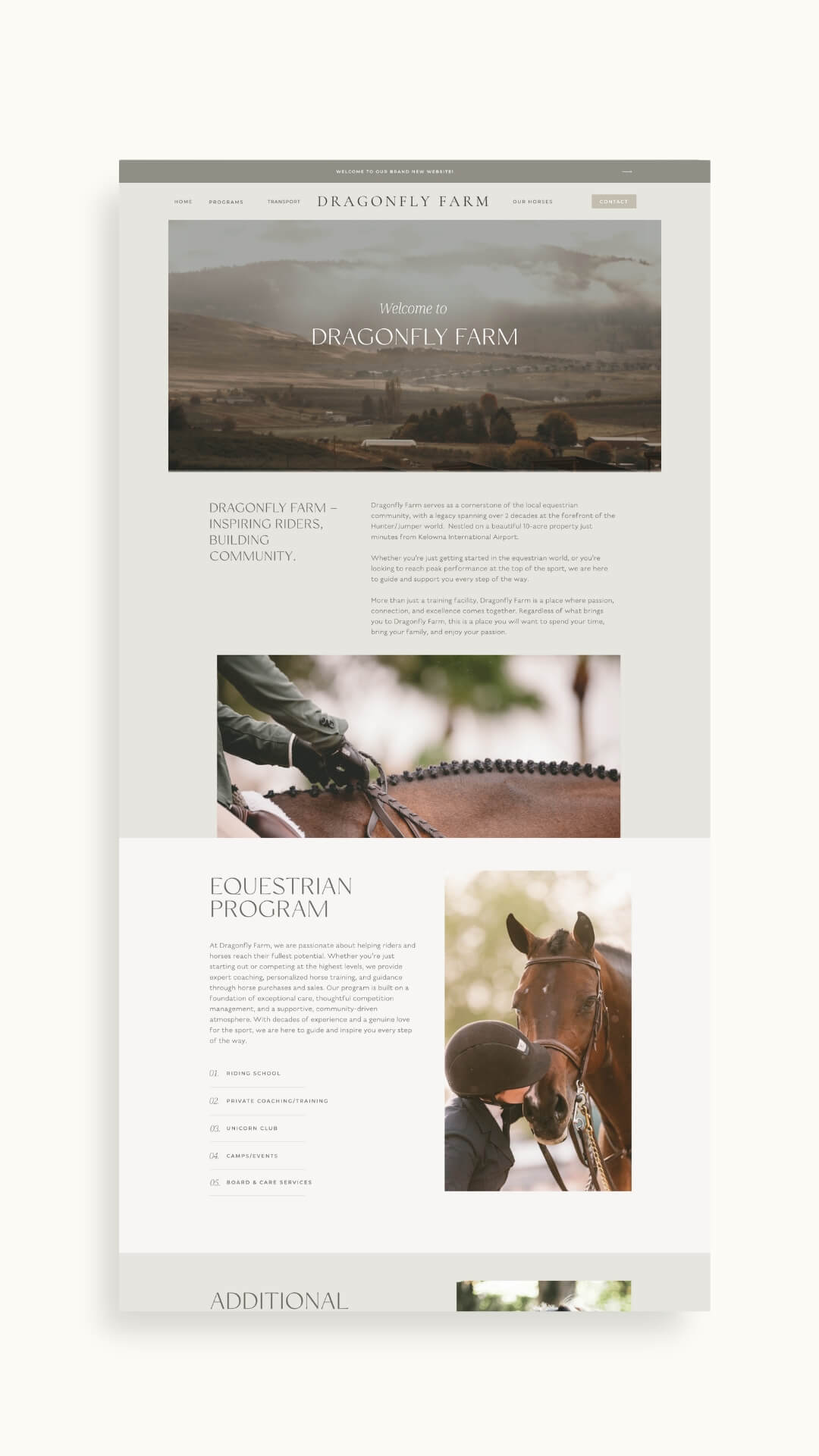 Showit website Dragonfly Farm