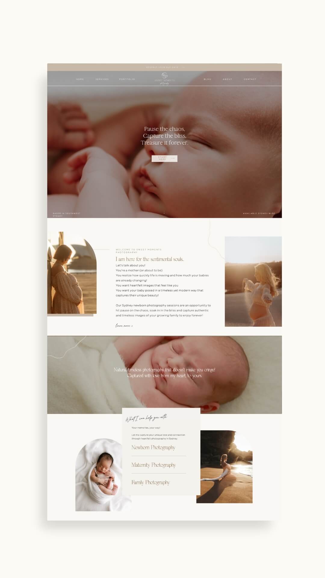 Showit website Sweet Moments Photography