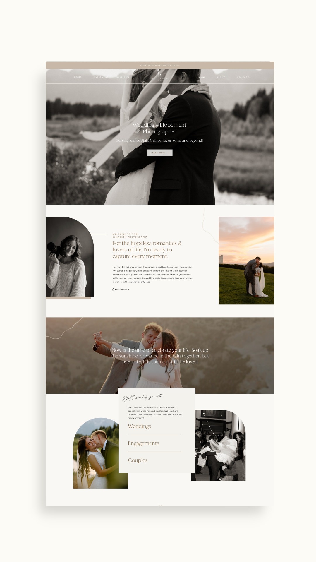 Showit website Tori Elisabeth Photography