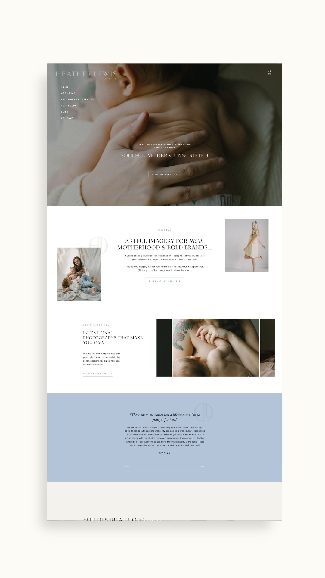 Heather Lewis Portraits Showit website