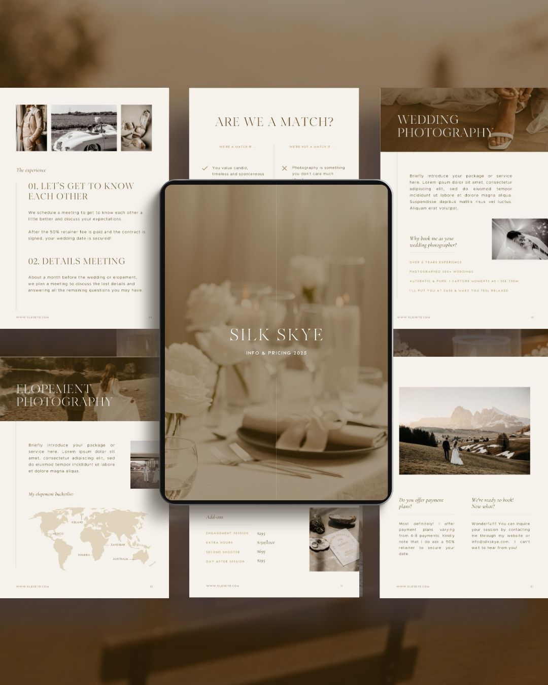 Aesthetic pricing guide template photographer