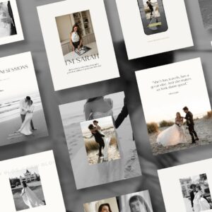 Clean luxury Instagram post templates for wedding photographers