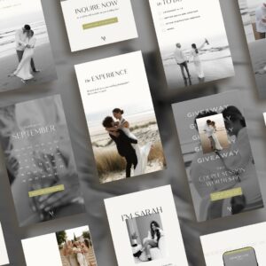 Clean luxury Instagram story templates for wedding photographers