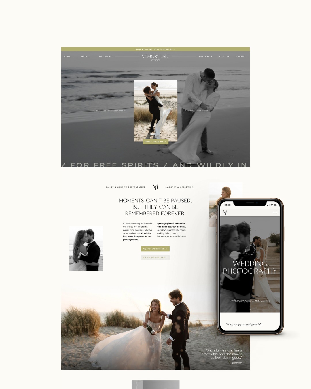Clean minimalist Showit website template for photographers
