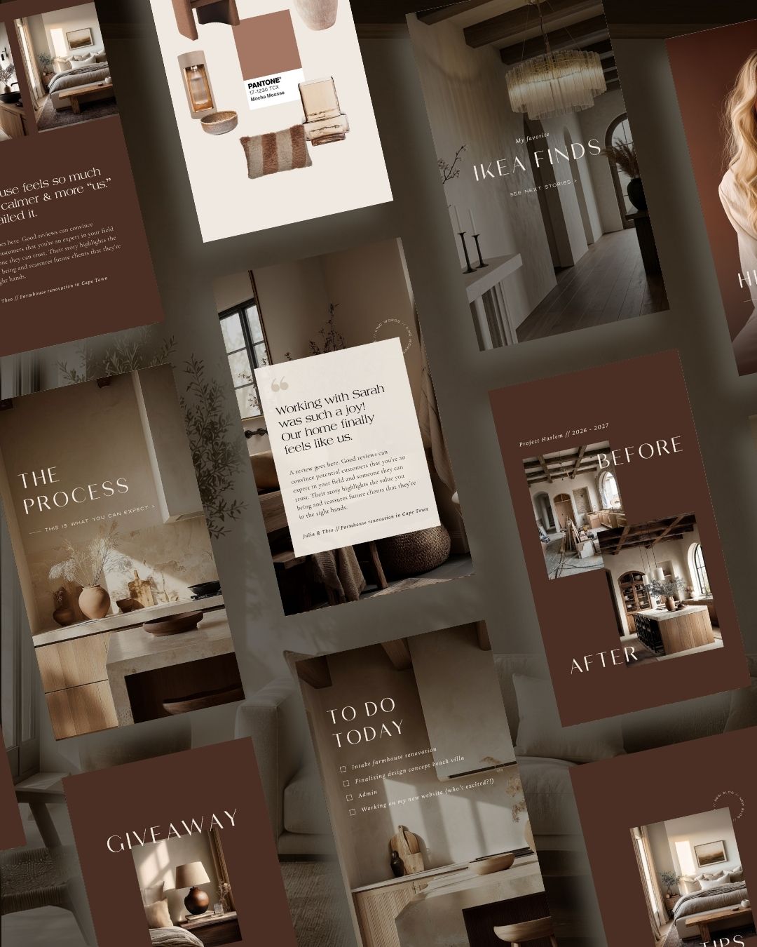 Dark luxury Instagram story templates interior design