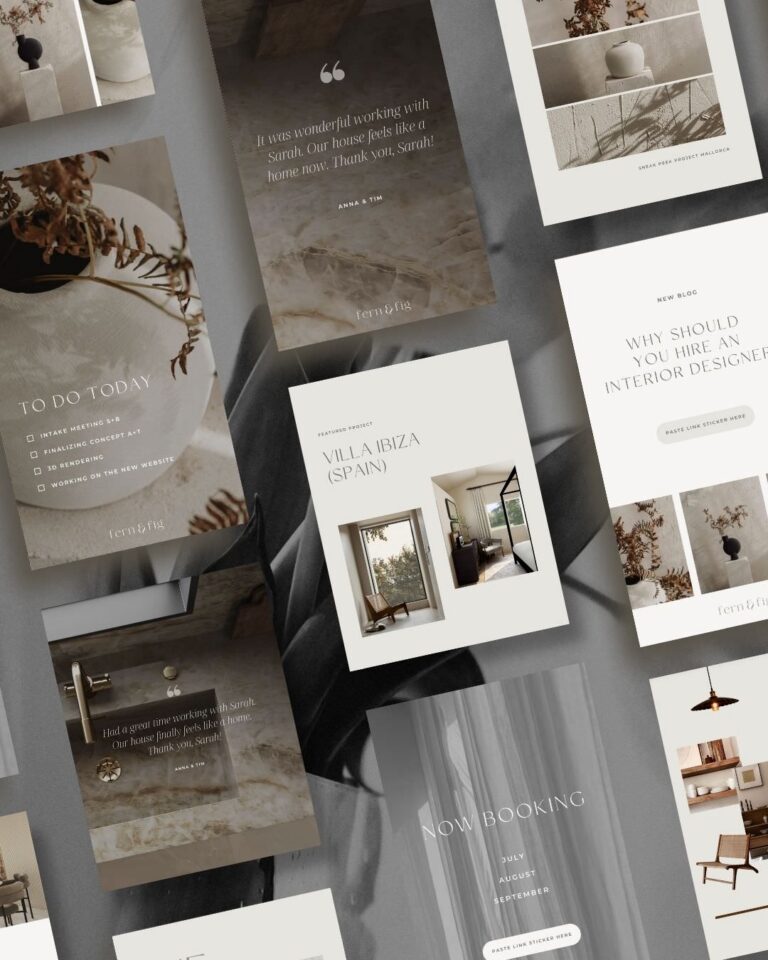 Organische Instagram templates interieurontwerp