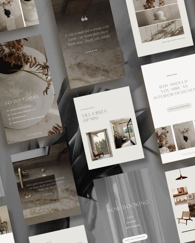 Earthy interior design Instagram templates