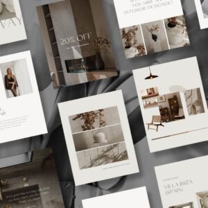 Earthy organic interior design Instagram post templates