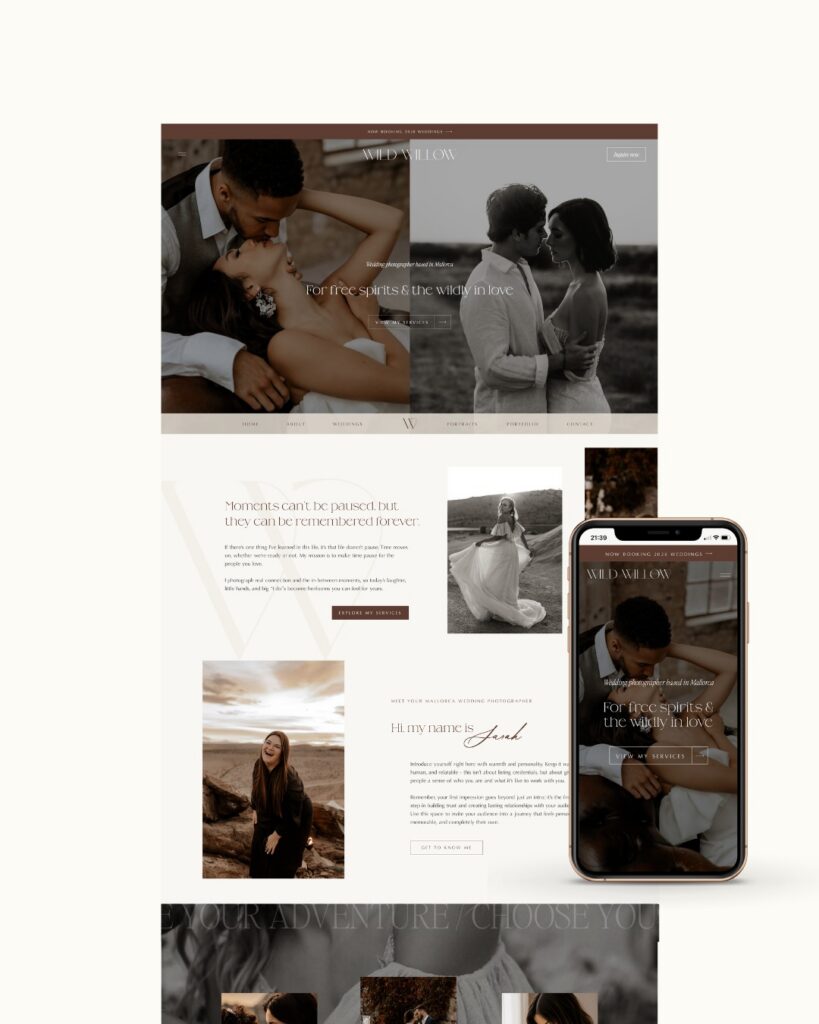 Editorial Showit template for photographer