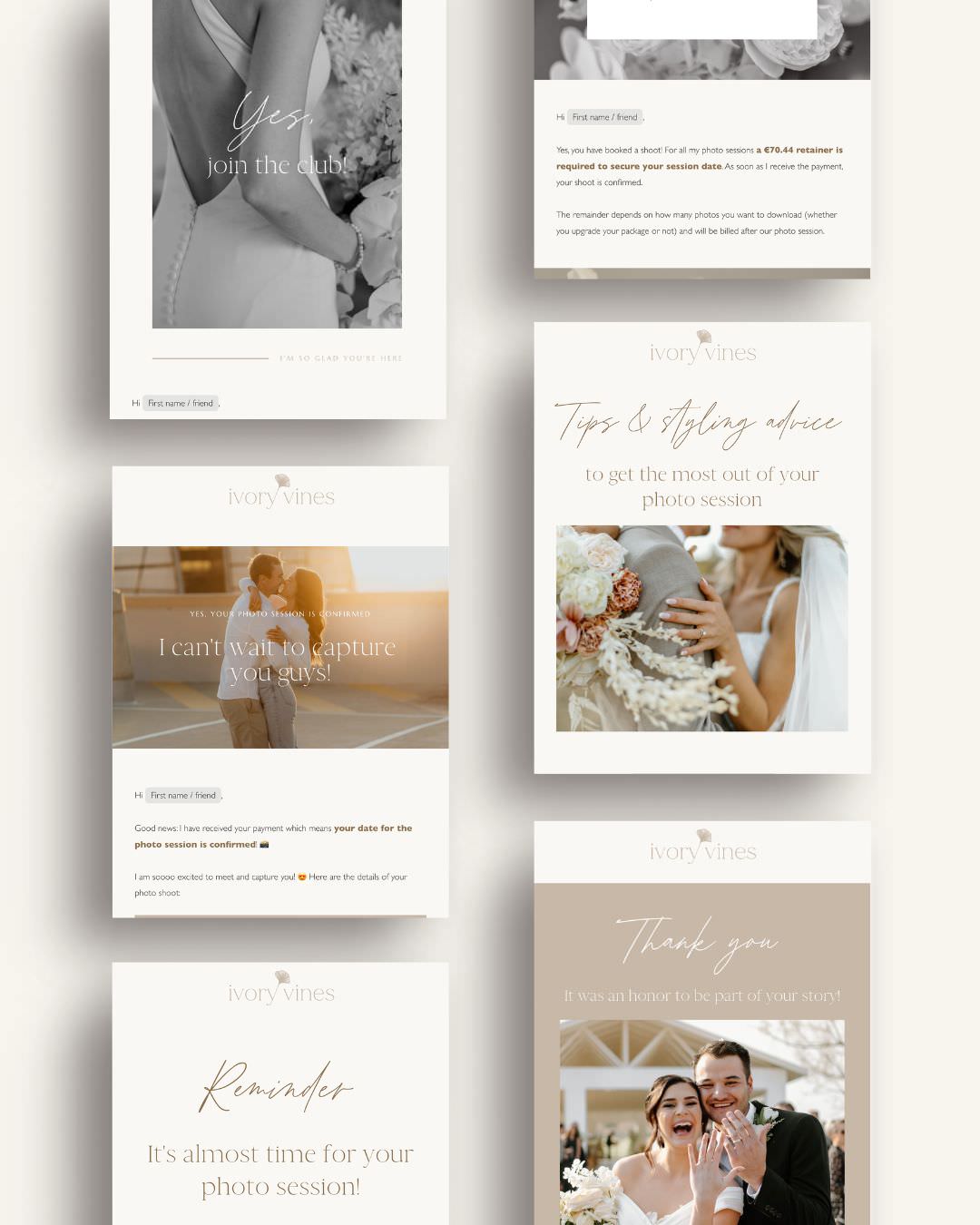 Neutral Flodesk Email Templates for photographers