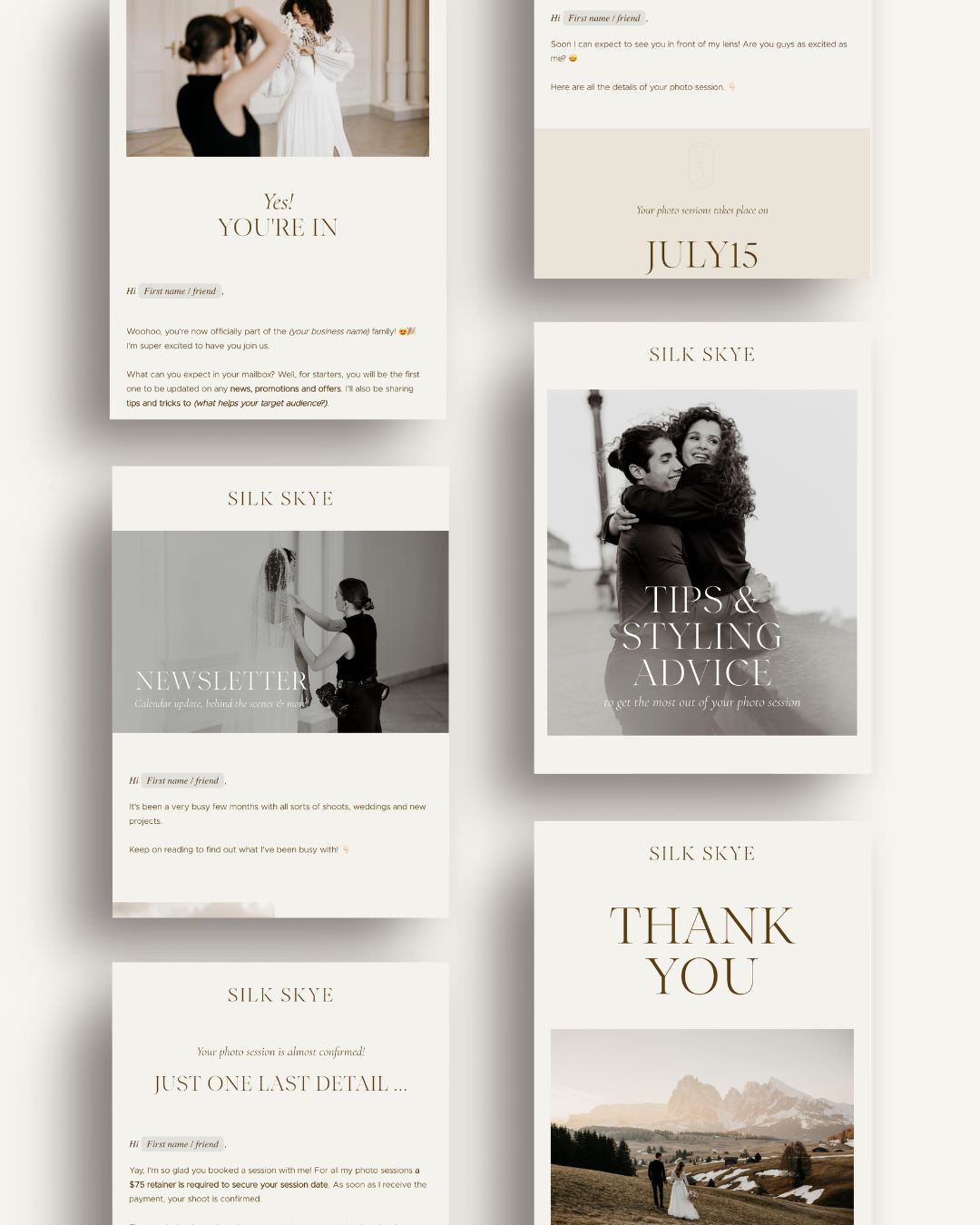 Photographer Email templates for Flodesk