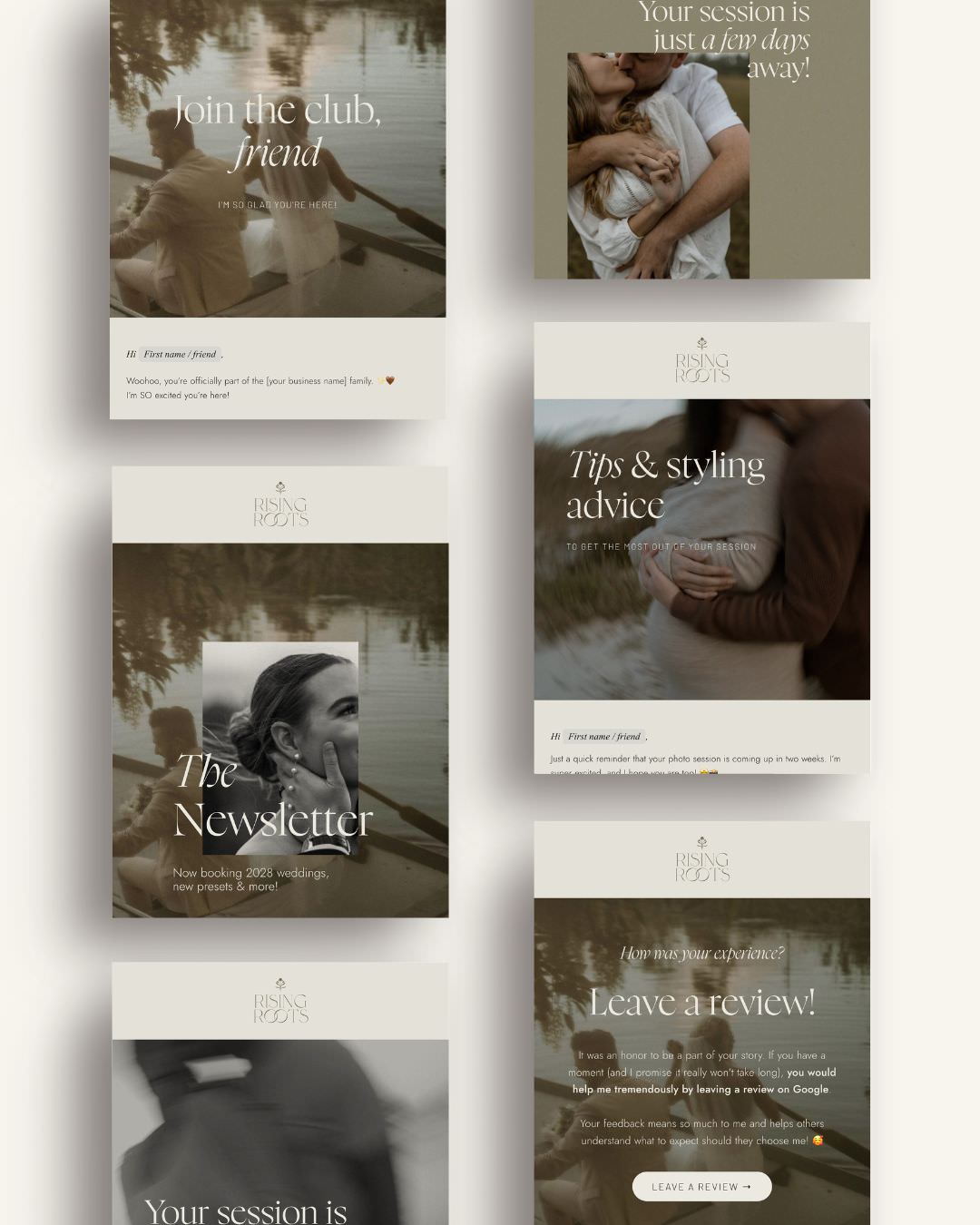 Moody Flodesk email templates for photographers