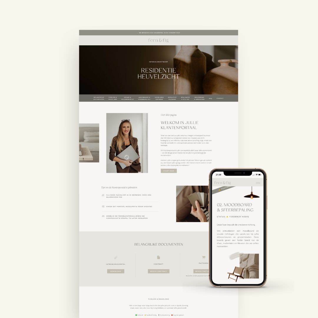 Earthy Interior Design Client Portal for Showit