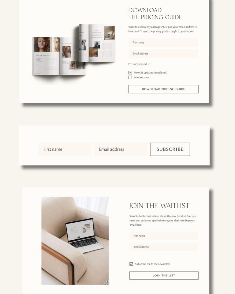 Minimal Flodesk Email Signup Forms