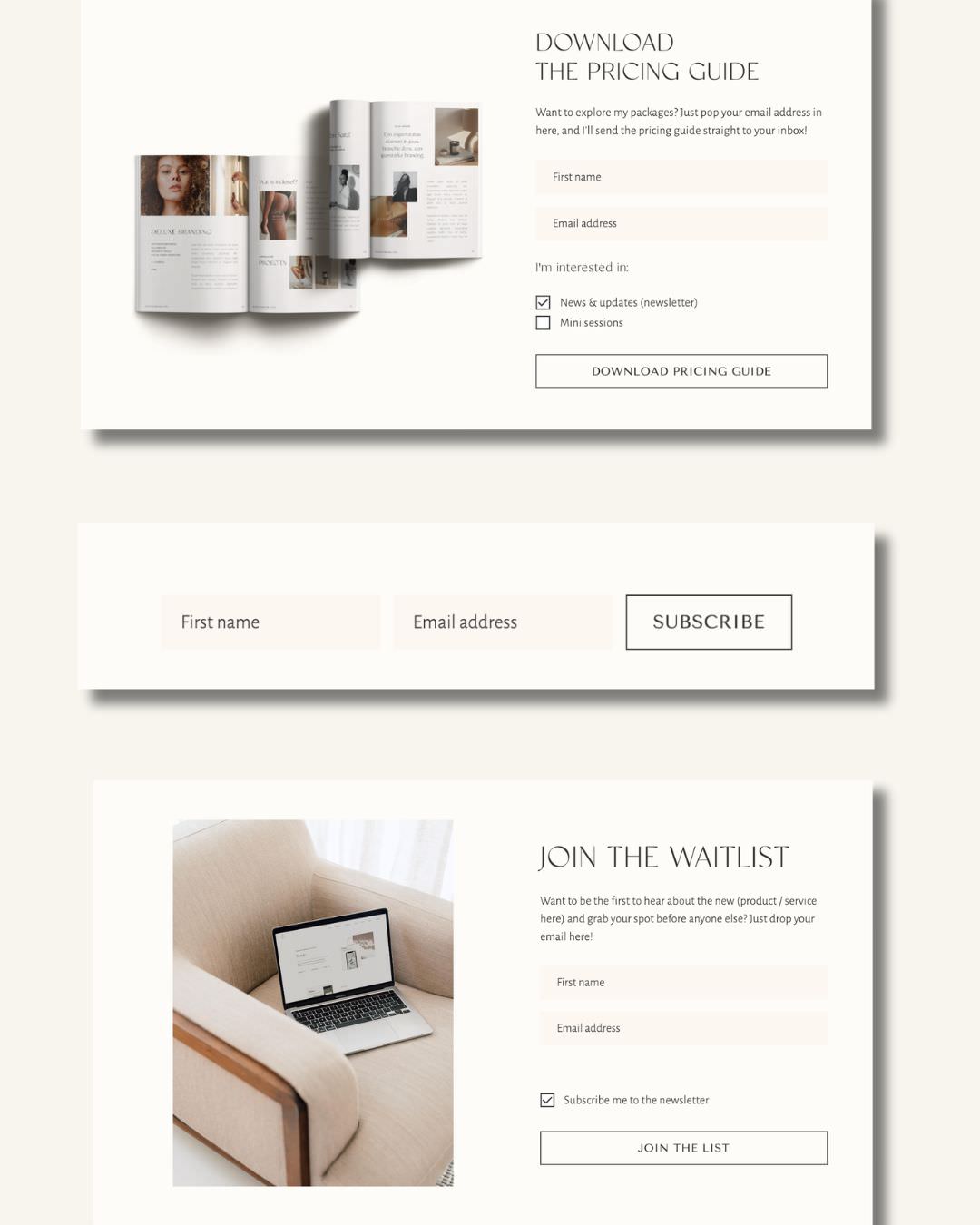 Minimal Flodesk Email Signup Forms