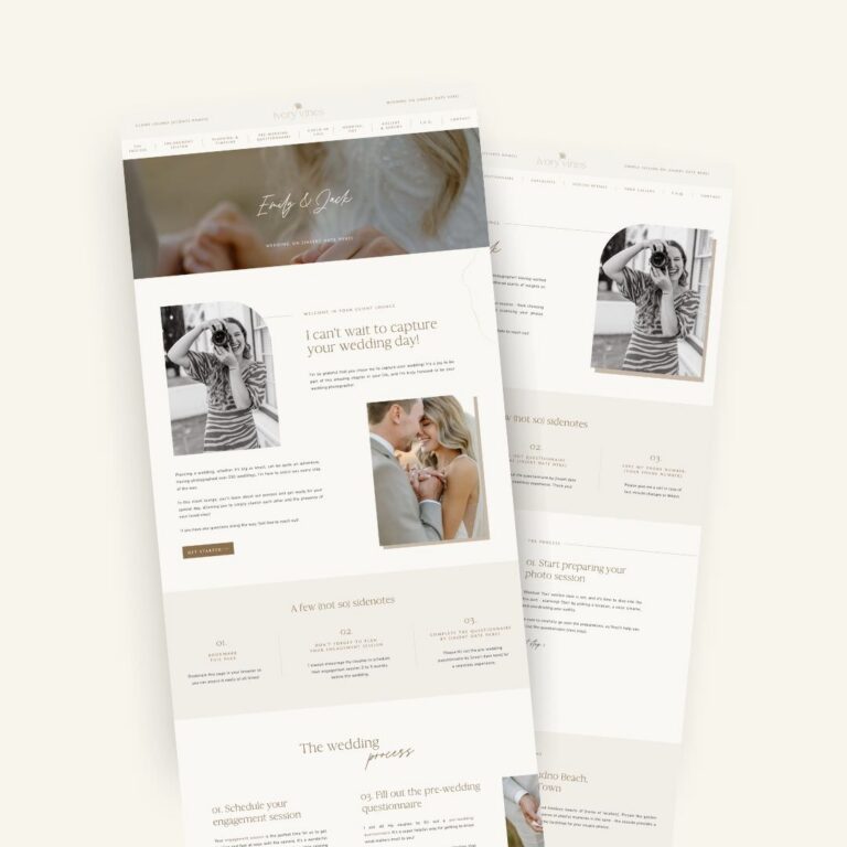 Neutral Photographer Client Portals for Showit