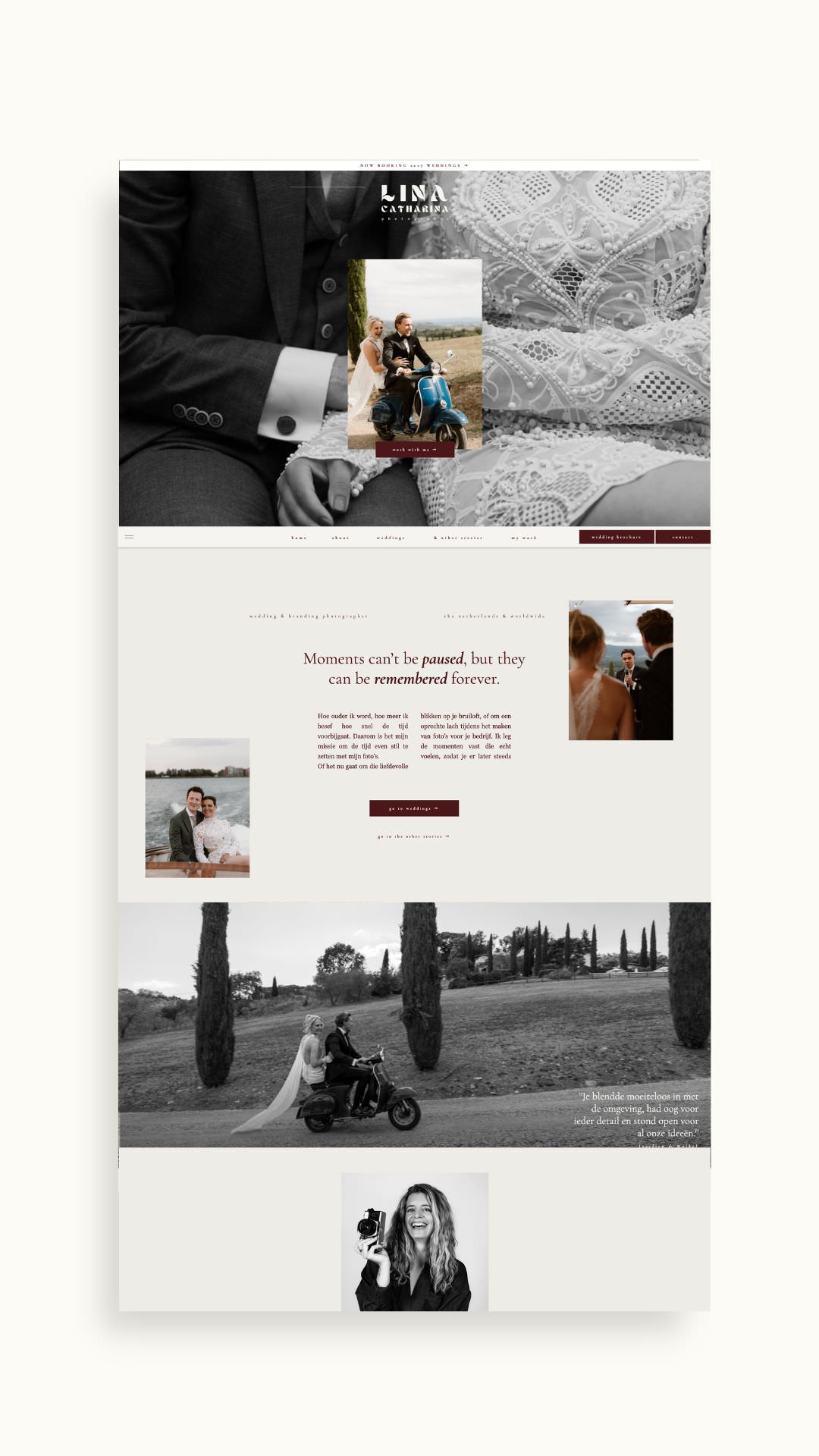 Showit website wedding photographer Lina Catharina