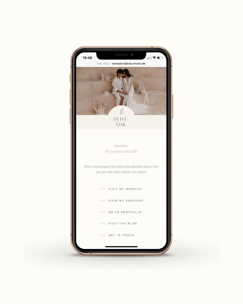 Showit Link-in-Bio Page Olive Oak