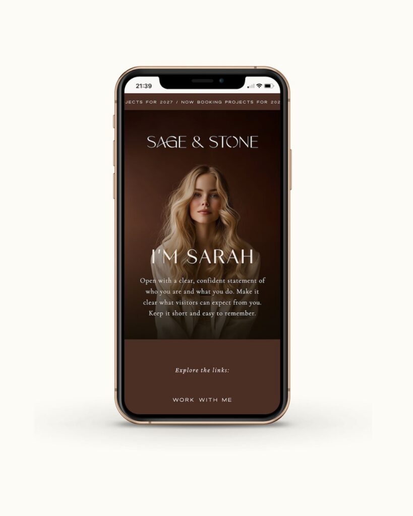Showit Link-in-Bio Page Sage & Stone