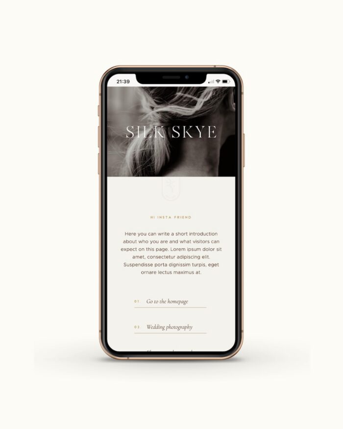 Showit Link-in-Bio Page Silk Skye