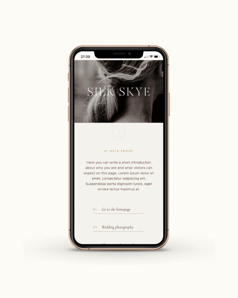 Showit Link-in-Bio Page Silk Skye