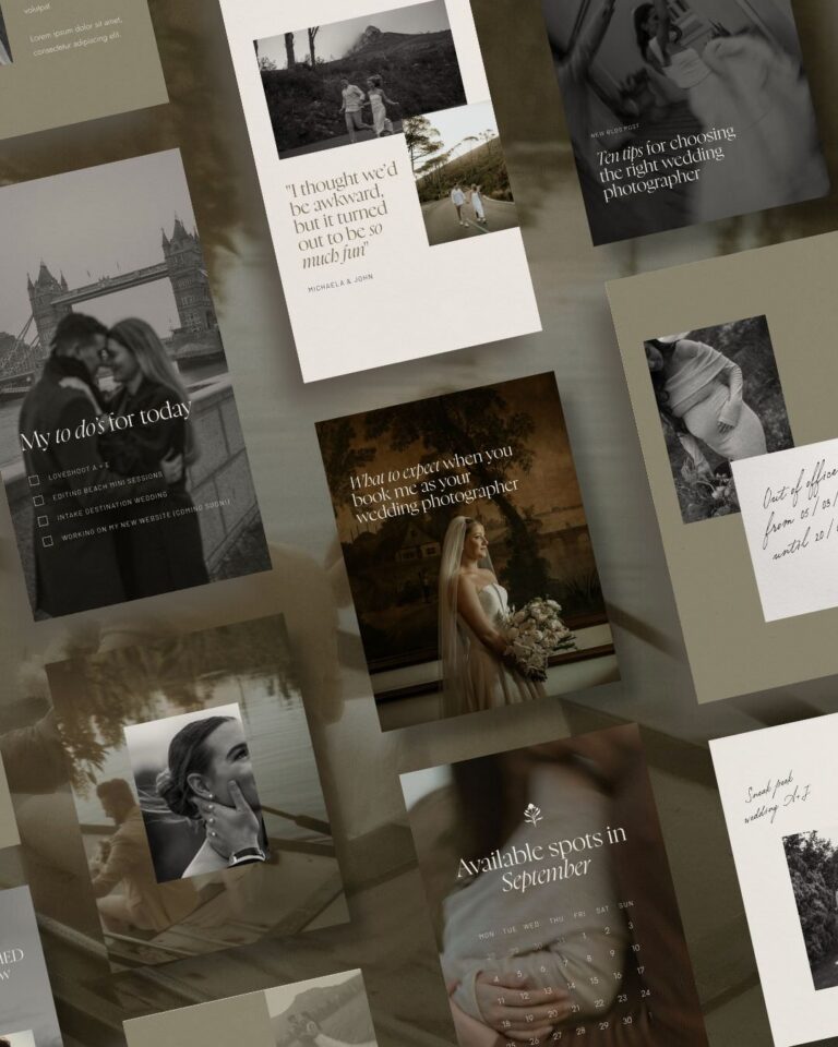 Moody Instagram post templates voor trouwfotograaf