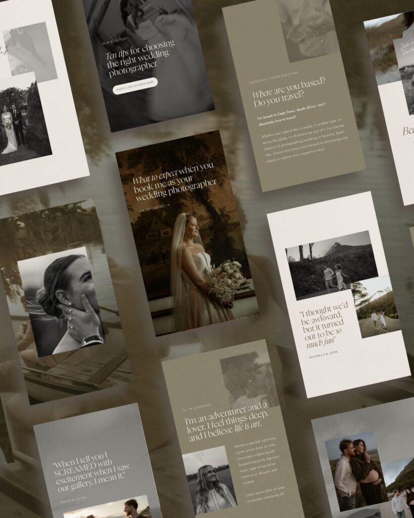 Moody Instagram story templates voor trouwfotograaf