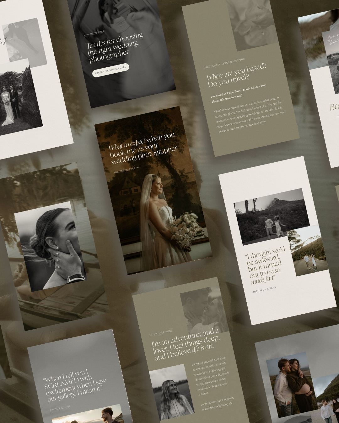 Moody Instagram story templates for wedding photographers