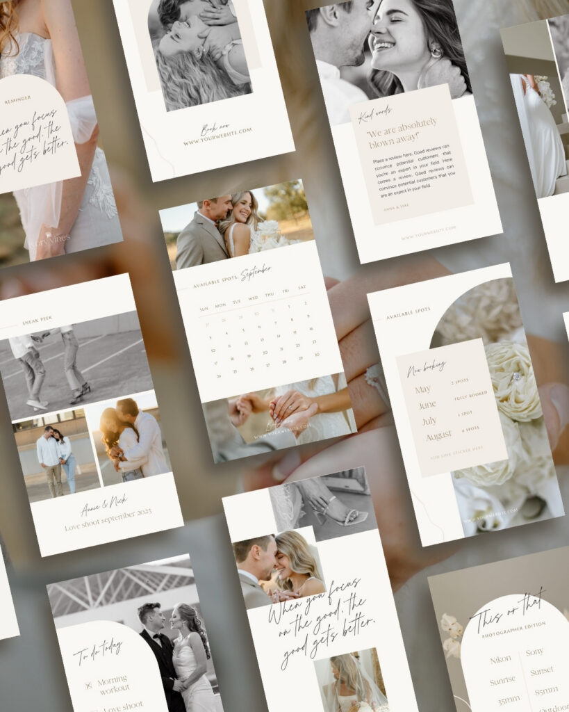 Neutrale Instagram story templates voor fotografen