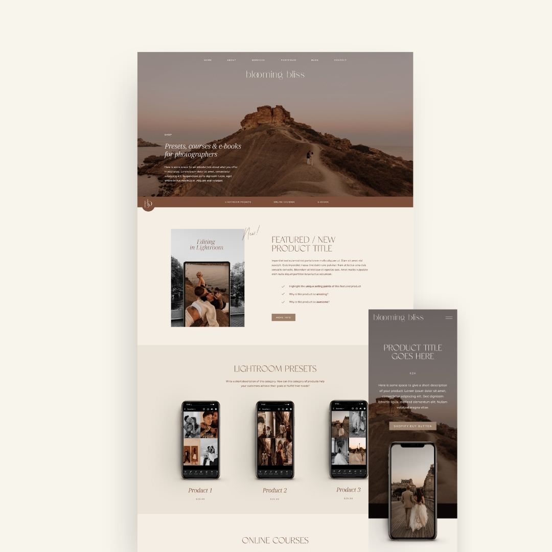 Photography Shop template for Showit
