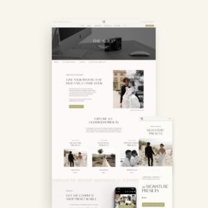 Preset shop template for photographers in Showit