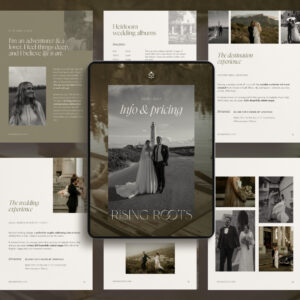 Moody pricing guide template for wedding photographer