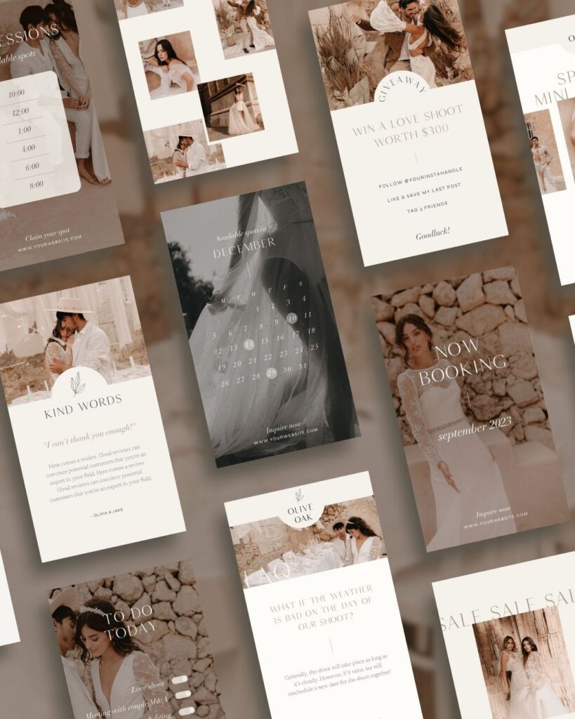 Elegante Instagram story templates voor fotografen