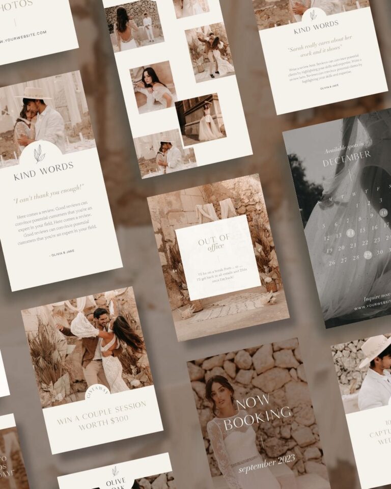Romantische Instagram templates voor fotograaf