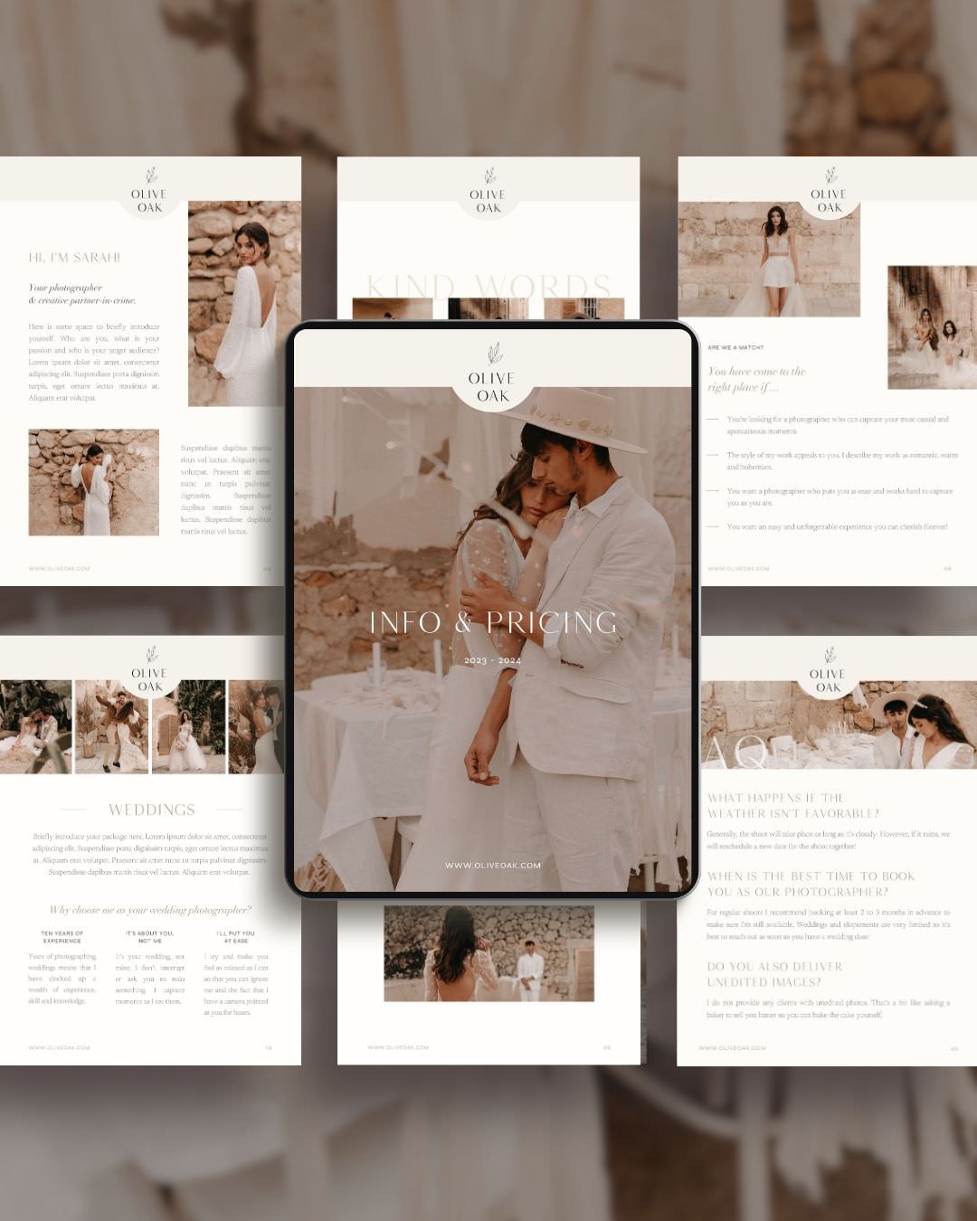Romantic pricing guide template for photographer
