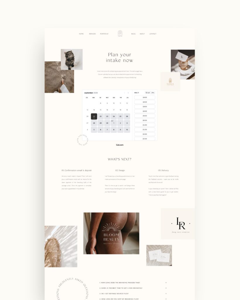 Showit Booking Page Wabi Sabi
