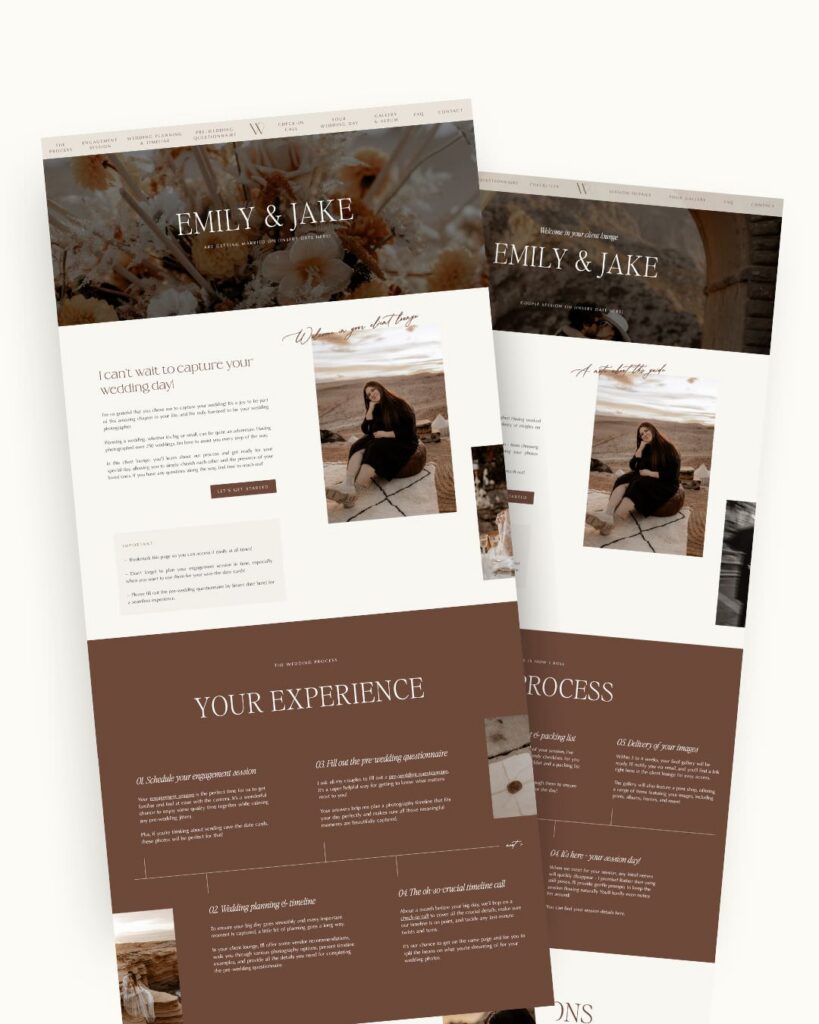 Editorial Photographer Client Portals for Showit