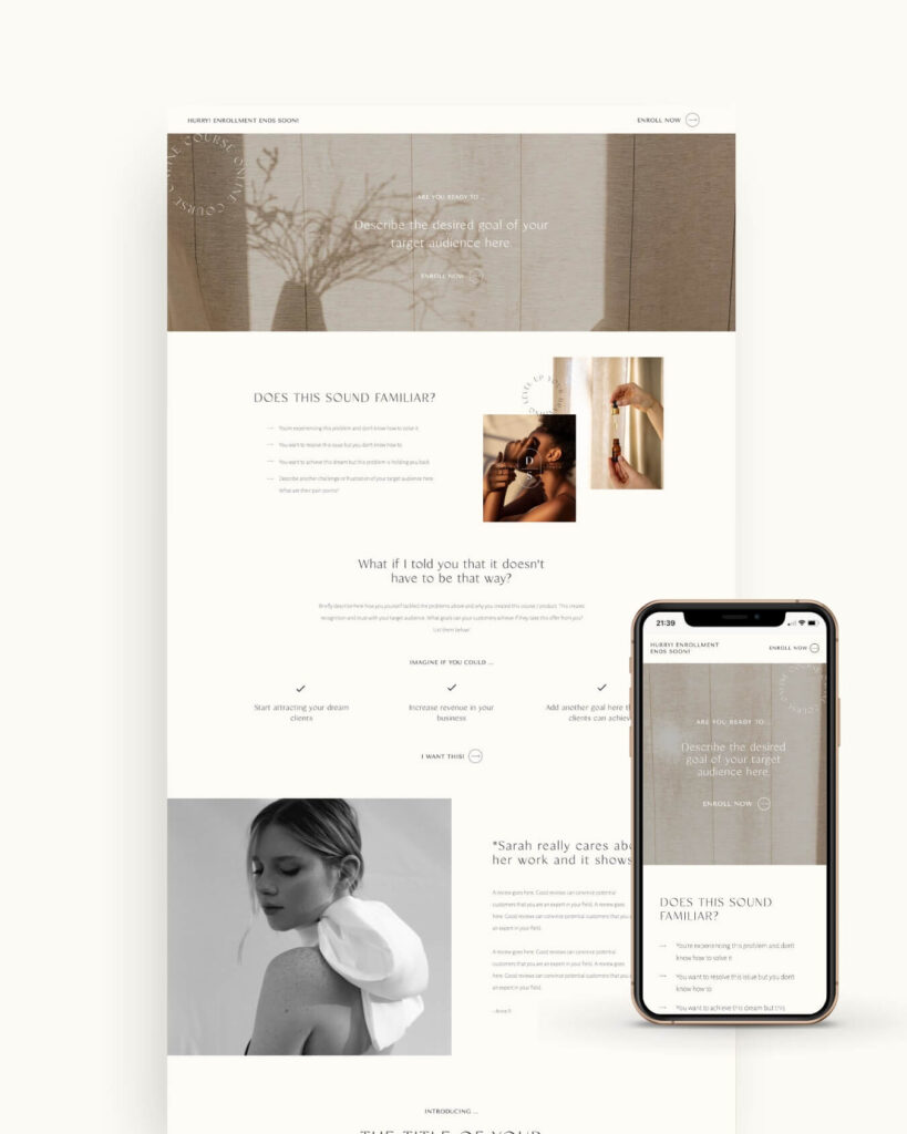 Minimalist Showit sales page