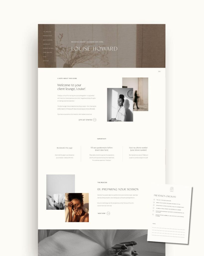 Showit Session Client Portal Add-On for Photographers