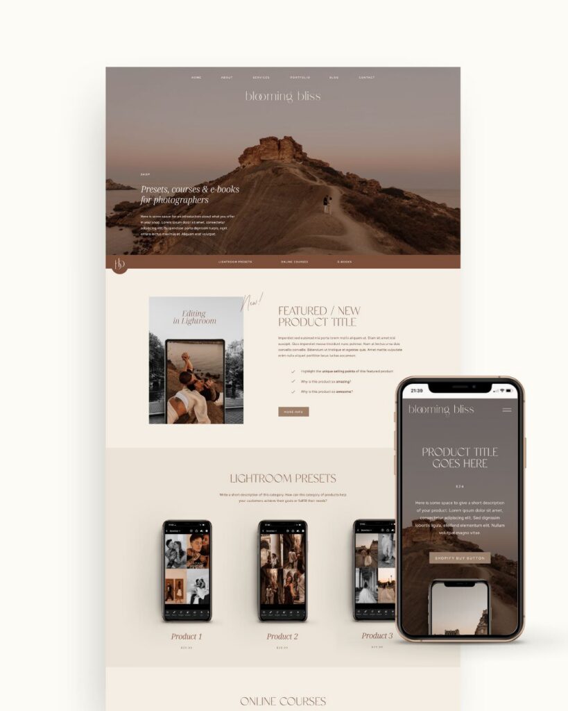 Photography Shop template for Showit