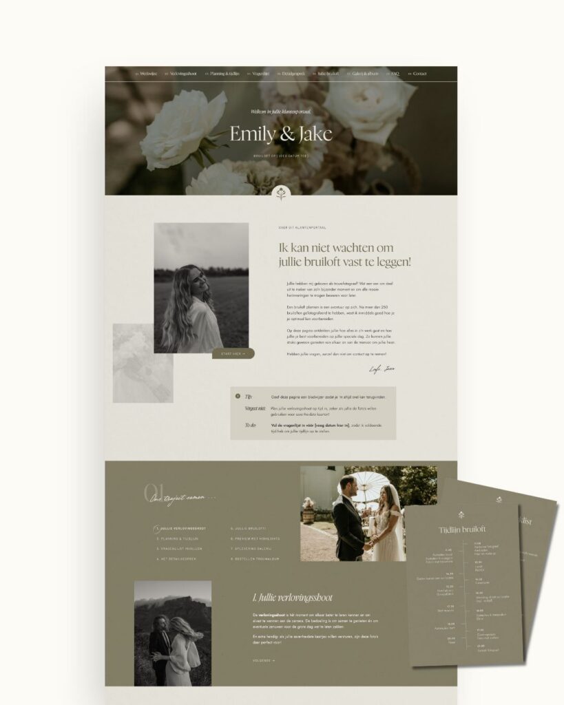 Moody photographer Showit client portal for weddings