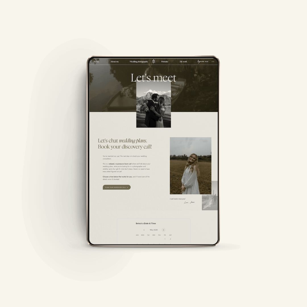 Moody Showit scheduling page for photographer