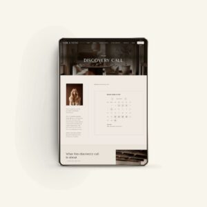 Showit scheduling page for interior designer
