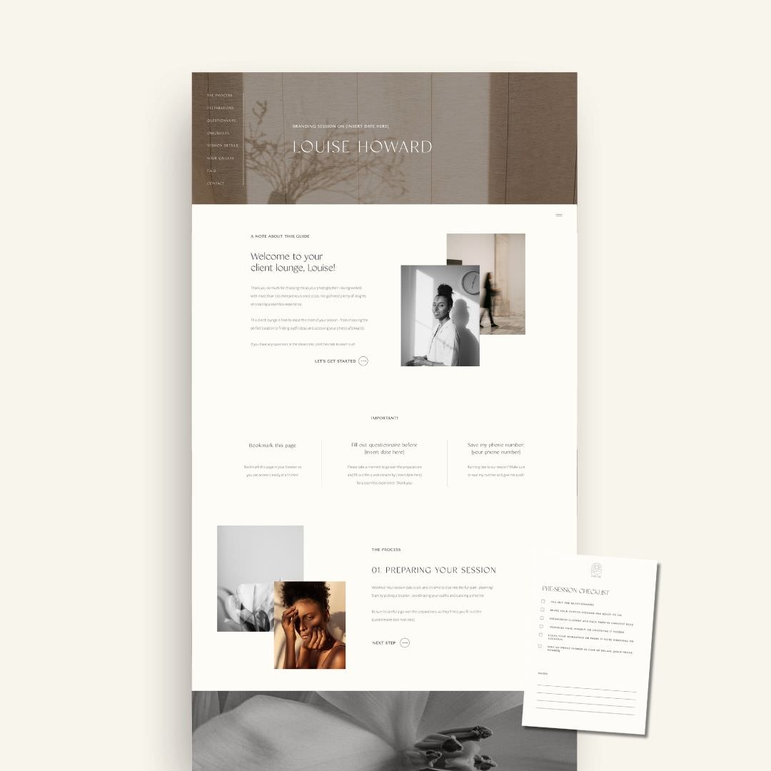 Wabi Sabi Session Client Portal for Showit