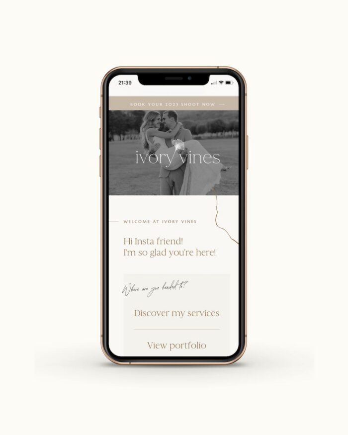 Showit Link-in-Bio Page Ivory Vines