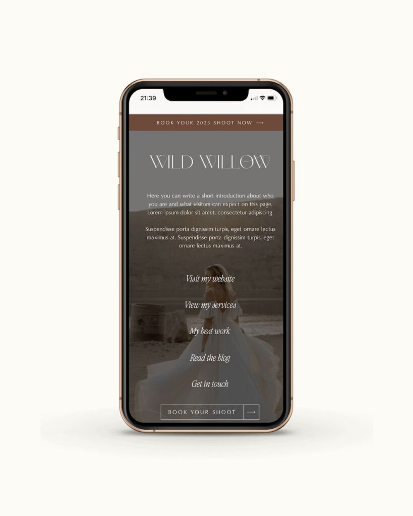Showit Link-in-Bio Page Wild Willow